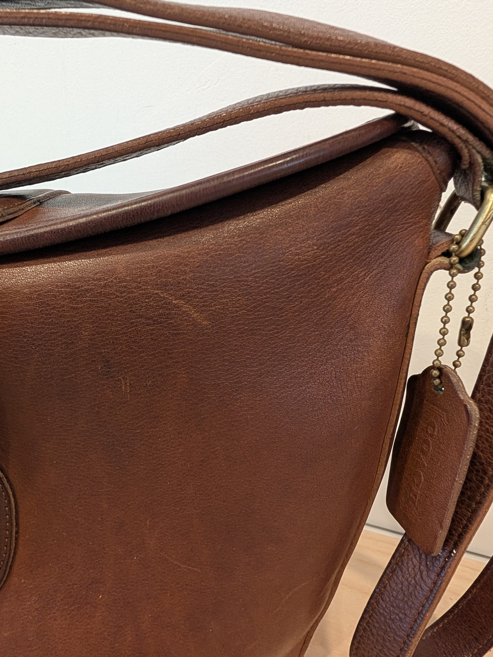 VTG 1995 Coach Nottingham Binocular Bag 9948 - Rare Two-Tone Mahogany & Taupe - Picture 5 of 13